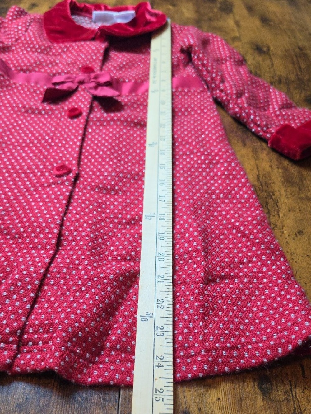 BLUEBERI BOULEVARD | Holiday Red Sweater Knit Velvet Bow Dress Dots Girls | 5 - Picture 6 of 10